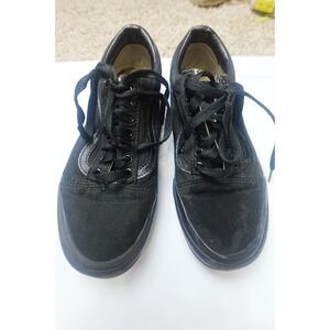 Vans Women's Black Canvas Sneakers Lace-Up Casual Shoes W 8.5 M 7